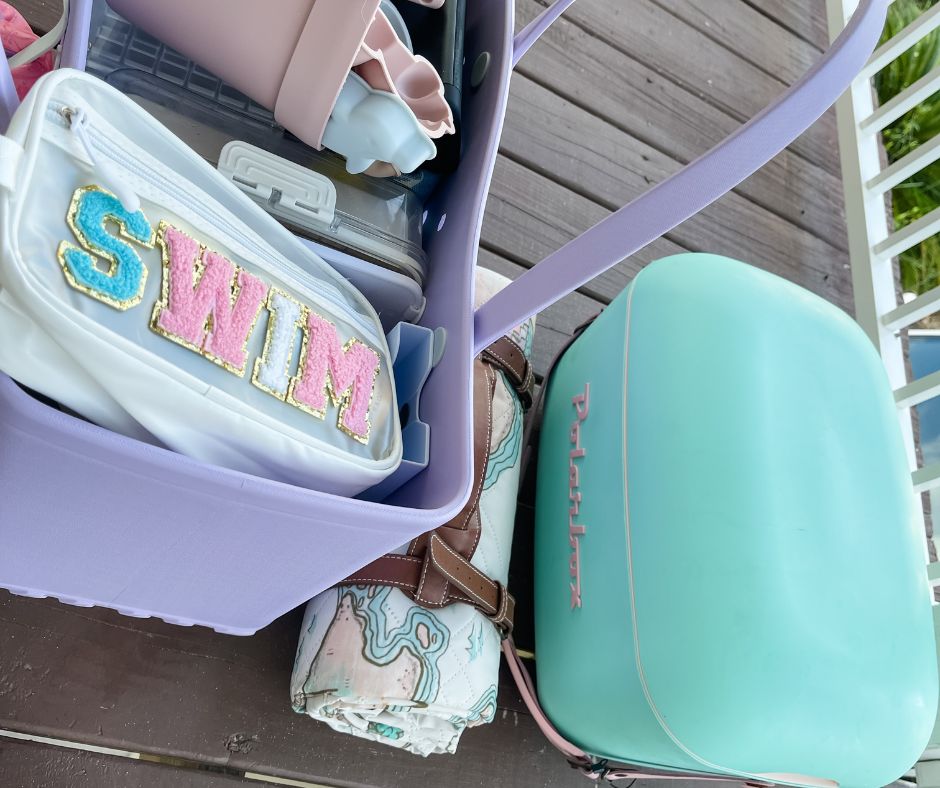 beach bag and cooler 