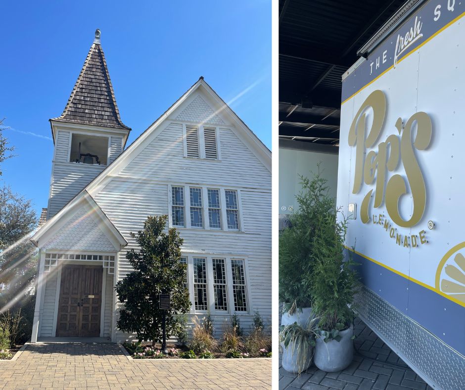 the old church at Magnolia Market and pops lemonade